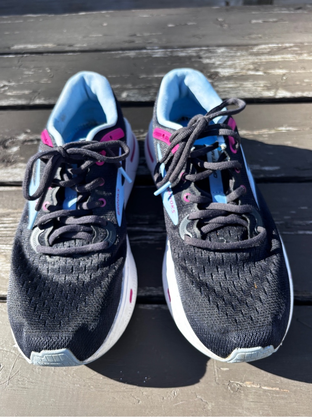 Brooks Black Running Shoe with Light Blue and Pink Accents - Picture 4 of 9